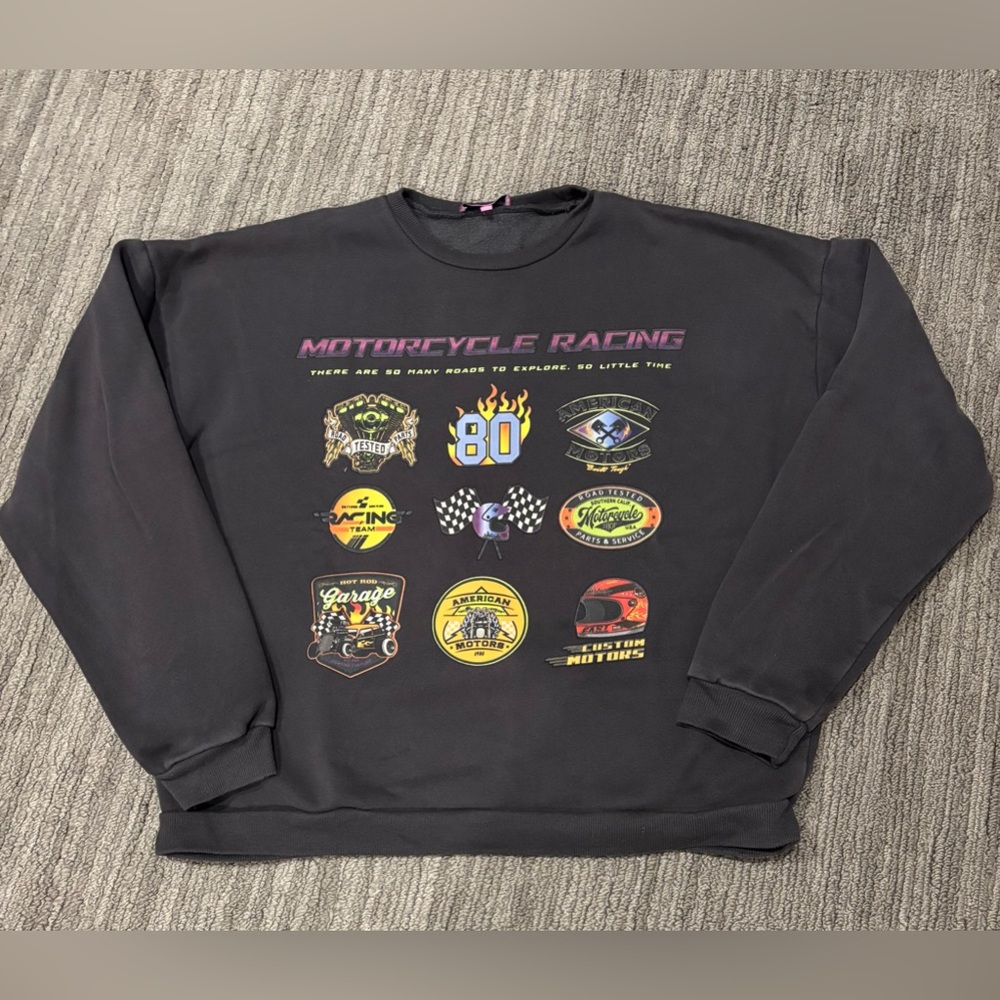 Edikted Motorcycle Racing Graphic Sweatshirt